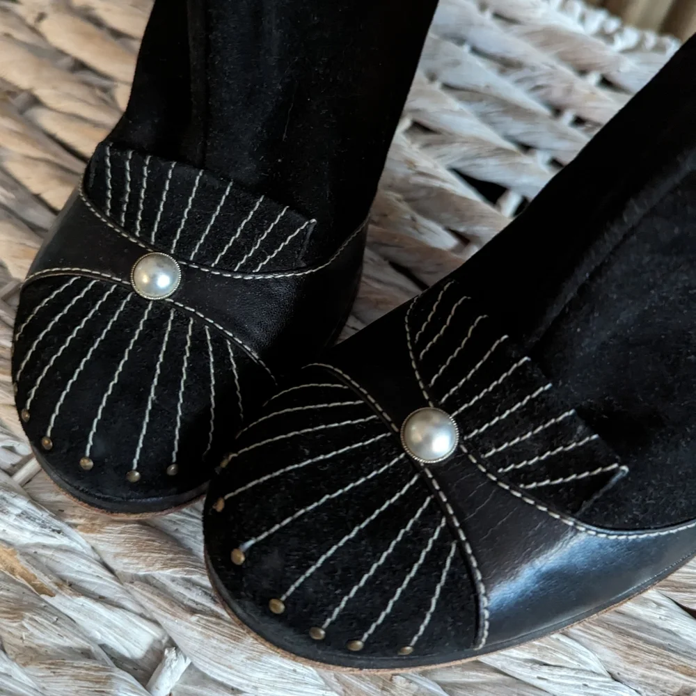 MARC JACOBS black suede stitched booties boots 8.5 9 - Picture 3 of 11